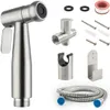 Dubbelfunktionsomkopplare Toalett Bidékran Badrum Hand Bidéer Sprayer Set Kit Pressurize Flush Spray Gun Tank Hook Wall Mount