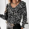 Camicetta vintage con scollo a V arrivo Donna Casual Plus Size Cardigan Camicia a maniche lunghe Top con stampa a pois Femme Blusas 12256 210512