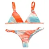Costume da bagno da donna Costumi da bagno Bikini Set 2021 Estate Off-spalla senza maniche Dye stampato Beachwear regolabile