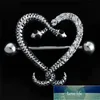 Dubbele slang hoofd tepel piercing sexy serpentine wit roze hartvormige nippel ringen lichaam sieraden vrouwen bar barbell piercing fabriek prijs expert ontwerpkwaliteit