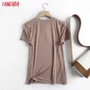 Tangada Summer Women Print Vintage Cotton T Shirt Högkvalitativ Tees Ladies Casual Tee Street Wear Top 6d36 210623