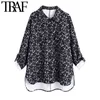 TRAF Women Fashion Oversized Leopard Print Asymmetrisk Jacka Coat Vintage Långärmad Pocket Kvinna Ytterkläder Chic Toppar 210415