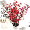 Dekorativa kransar Festliga tillbehör Hem Gardenartificial Silk Flower Mini Cherry Blossom Sakura För Bröllopsfest Bordsinredning Acessorise