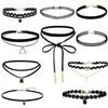 Mode zwarte punk gothic choker kettingen voor vrouwen bloem fluwelen kant chokers dame geometrische kraag ketting sieraden