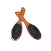 Brosse à cheveux en poils de sanglier naturel peigne de massage antistatique cheveux cuir chevelu brosse à pagaie manche en bois de hêtre brosse à cheveux peigne coiffure