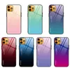 iPhone 15 Pro Max 14 Plus 13 Mini 12 11 Rainbow Laser Aurora Gradient Hard Tempered Glass TPUシリコンラバーアンチスラッチエッジカバーの携帯電話ケース