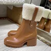 Fashion Wool Women Boots Square Toe Ladies Shoes Chunky Heels Ankle Boot Leisure Black Leather Platform Shoe Woman