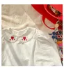 Camicetta per ragazze Primavera Abbigliamento per bambini Moda Cuore Stampa Camicie in cotone Cute Baby Girl Manica lunga Collare bambola Top 210413