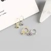 Hoop & Huggie Ins S925 Sterling Sliver Blue Zircon Mini Eye Earrings Women's Dangling Small Tiny Charms Hollow