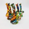 6.5 Inch Siliconen Bong Beaker Roken Waterpijpen Rigs Cartoon Camouflage Kleur Ontwerp Met Siliconen Downstem 14mm vrouwelijke Onbreekbare Olie Rig Bongs Glazen Kom