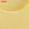 Tangada Summer Women Yellow Crop Tank Top Top Rękawów Backless Female Knent Tops BC43 210609