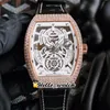 42mm Mäns Collection Revolution 3 V45 SC DT Klockor Skelett Ring Automatisk Mens Watch Full Rose Gold Diamond Case Brun Leather Rubber Strap HWFM Hello_Watch