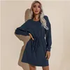 Casual Dresses 2022 Autumn And Winter Products European American Cross-border Women's Long-sleeved Short Skirt Round Neck