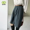 Goplus Woman Pants Vintage prosta długość kolana Spodnia Anglia styl wysokiej talii Pantalon Femme Spodnie Damskie 220211