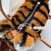 Shopping Bags Women's Shoulder 2022 Plush Handbags Female Shopper Purses Fashion Casual Cute Little Tiger Doll Shape Chain Crossbody 220304