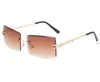 2021 Fashion Trend Rimless Round Frame Bufflo Solglasögon för kvinnor Män Designers Högkvalitativa Solglasögon Oculos de Sol