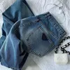 Kvinnors jeans designer med triangel etikett jean pant raka ben byxor klassisk bakficka emale byxor multi-storlek vårhöst uyek