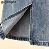 Sexy Women Denim Midi Skirt Spring Summer High Waist Wrap Skirts Sashes Pockets Korean Harajuku Slim Jeans 210601