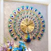 3D Peacock Europe Decor horloge Home Woonkamer / Slaapkamer Mute Clock Modern Design Metal Digital Wall Clocks 210414
