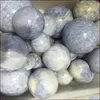 Loose Gemstones Jóias Natural Celestite Quartzo Cristal Esfera Esfera Cura, 100% por Handwork Drop Gota entrega 2021 0Kpau