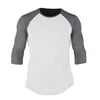 Hirigin Marka Harajuku Jogger 3/4 Kollu Tshirt Erkek Beyzbol Raglan Tee Jersey Lot T-Shirt Ekip Boyun Düz Tops Streetwear X0602
