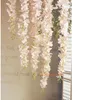 Konstgjord Hydrangea Wisteria Blomma för DIY Wedding Arch Bakgrund Kvadratisk Rattan Vägg Hängande Korg kan vara förlängning