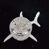 Men Women Hip hop Iced out Bling Big Size Shark Pendant Necklace 13mm crystal Cuban Chain Hiphop Necklaces fashion Charm jewelry X0707