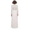 Kate Princess Celebrity Style Langes Kleid Weiß Hochzeit Party Abend Plissee Spitze Hollow Out Elegante Maxi Vestidos 210421