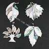 Naturel Belle Océan Mer Abalone Paua Shell Feuille Feuilles Conception Pendentif À La Main Femmes Délicat Élégant Blanc Coquillages Arbre De Vie Cordon En Cuir Pendentif Collier