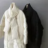 ミディアムロングウィンターダウンジャケットの女性ファッションビブデザインコート暖かい厚いシンプルシックな特大Parka Crriflz 210520
