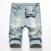 Mode d'été hommes déchiré court Homme Masculino jean décontracté coupe ajustée coton Denim mâle marque vêtements 42 Shorts