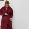 TAOVK femmes hiver épais Long manteau femme simple boutonnage coupe-vent taille large ceintures lâches chaud coton manteau 210923