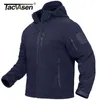 TACVASEN Spring Winter Fleece Jacket With Hoodie Mens Tactical Full-Zip Up Outdoor Windproof Hooded Warm Work Coat 211217