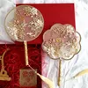 Mode guld brud handbuketter fan typ handgjorda blommor pärlstav kinesiska metall runda bröllop smycken tillbehör andra heminredning