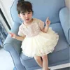 Butik Toddler Kızlar Dantel Elbise Çocuk Akşam Lüks Bebek 6 M-6 Yyears Tüvit Kumaş Gazlı Bez Çocuk Kek 210529