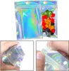 Resealable Smell Proof Bags Mylar Foil Pouch Packaging Flat Zipper Bag For Party Favor Food Storage Holographic Rainbow Laser Color
