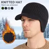 Cappelli da esterno Cappello da baseball lavorato a maglia da uomo Tinta unita Scaldatesta con paraorecchie per visiera per sport invernali