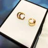 Chic Charm Stud Earring Women Gold Eardrop Vintage Hollow Letter Earrings Personality Party Jewelry With Box Package 348s