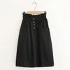 Faldas de mujer de primavera cintura elástica Vintage coreana suelta una línea de algodón Midi falda de un solo pecho falda sólida Faldas 9905 210518