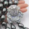 Chokers guaiguai biżuteria 2 rzędy czarne morze skorupa perła naszyjnik cZ złącze kwiatowe ręcznie robione dla kobiet
