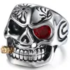 Dominil Diamond Set Terminator Skull Titanium Steel Ring Man Personlighet Punk Motorcykel Smycken