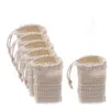 Natural Exfoliating Mesh Soap Saver Sponsen Sisal Soap-Saver Bag Pouch Houder voor douche Badschuimen en drogen SN4364