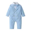 Klädsuppsättningar Mudkingdom Baby Boy Gentleman Outfits Långärmad skjorta Skjorta och kappa Suit för barn Kläder Bow Tie Boys Jacka 2PCS Set