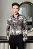 Men's Casual Shirts Men's Fashion 2022 Autumn British Style Floral Shirt Men Long Sleeve Tuxedo Night Club Party Wear Streetwear Mens