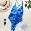 Women's Swimwear Blue Pad Dyeing Bikini Set Push Up Bra Brazilian Two Piece Swimsuit For Women High Wasted Frete Gratis Para Brasil Maillot