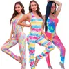 Sexy Women Jumpsuit Plus Size Tie Tye Imprimir One Peça Romper Senhoras Jumpsuits Gym Roupas Skinny Macacão Mulheres