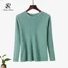 Mulheres coreanas tricotadas suéter outono inverno o pescoço manga longa elástico slim pullovers coreano quente streetwear jumper 210419