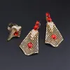 절묘한 두바이 골드 목걸이 귀걸이 팔찌 반지 나이지리아 웨딩 여자 액세서리 보석 세트 도매 성명 jewellry 세트
