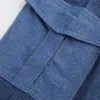 Jmprs höga midja kvinnor jeans våren preppy stil fickor säckgy denim byxor casual blått patchwork pocket streetwear byxor 210809