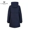 Gasman Manner Merk Blauw Warm Herfst Damesjasje Lange Hooded Jacket voor Vrouwen Jas Solid Katoen Vrouwelijke Winddicht Down Parka 210819